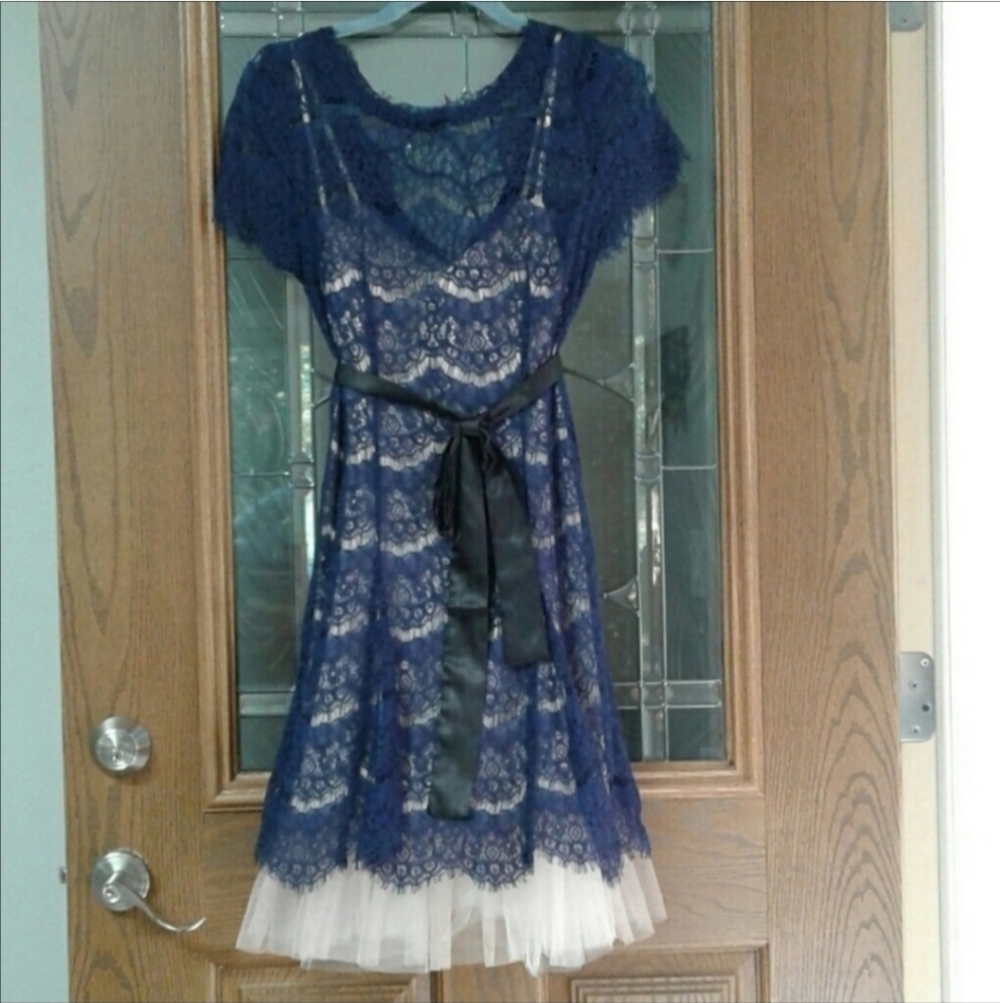Ark & Co navy lace overlay dress